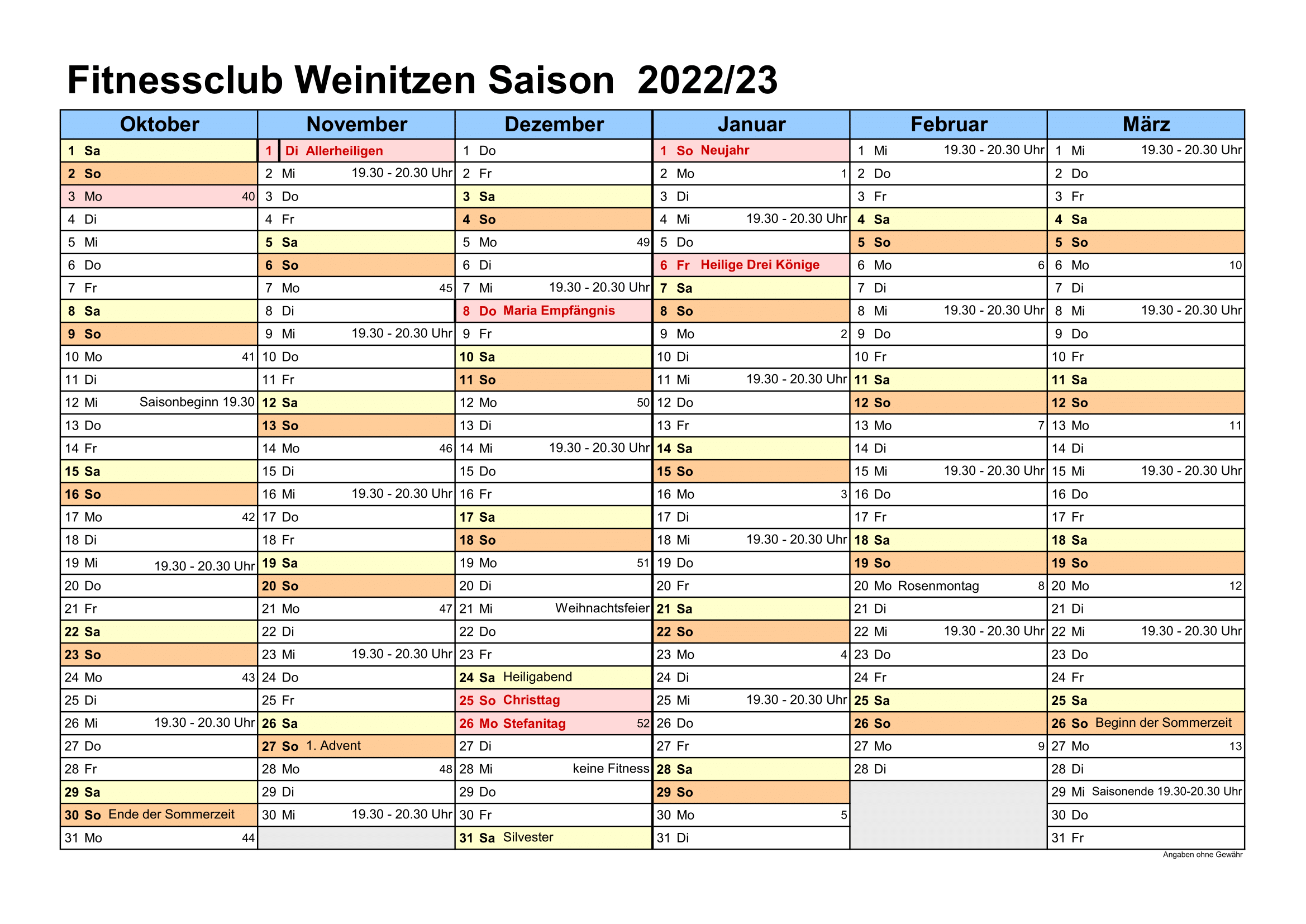 Trainingsplan